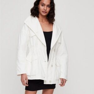 Aritzia Wilfred Free White Cotton Cinchable Jacket